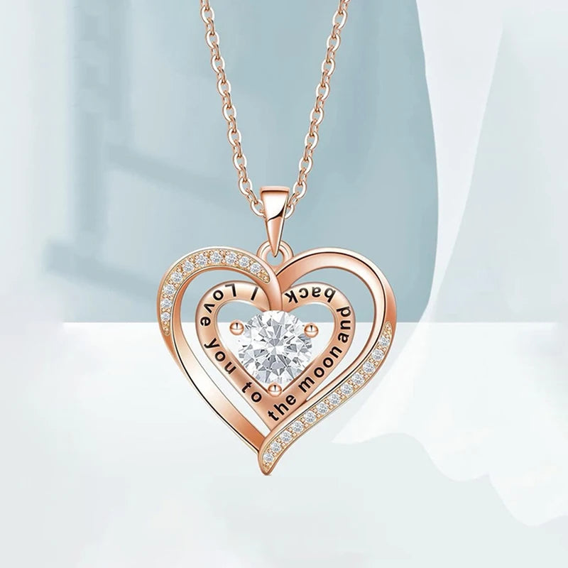 Luxury Zircon Necklace WIth Rose Flower Gift Box