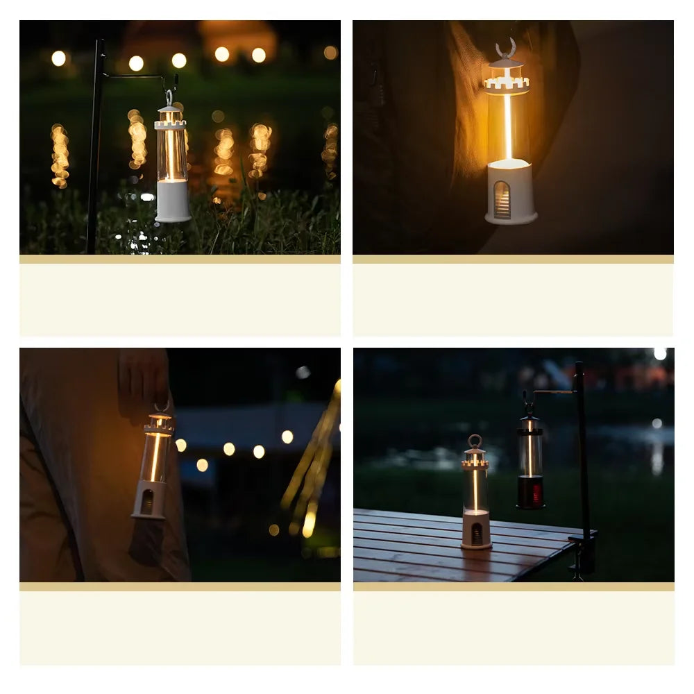 Lighthouse Sleeping Lamp with Moon Projection & Outdoor Camping Lamp