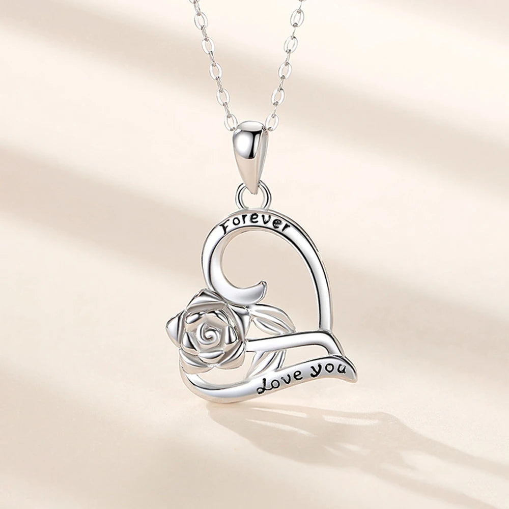 Luxury Zircon Necklace WIth Rose Flower Gift Box