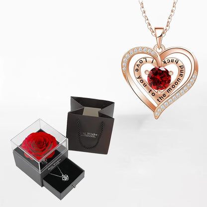 Luxury Zircon Necklace WIth Rose Flower Gift Box