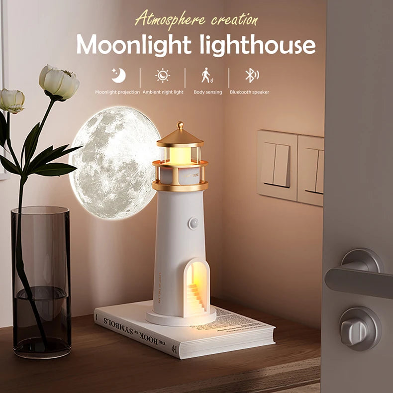 Lighthouse Sleeping Lamp with Moon Projection & Outdoor Camping Lamp