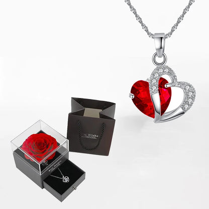 Luxury Zircon Necklace WIth Rose Flower Gift Box