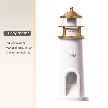 Lighthouse Sleeping Lamp with Moon Projection & Outdoor Camping Lamp