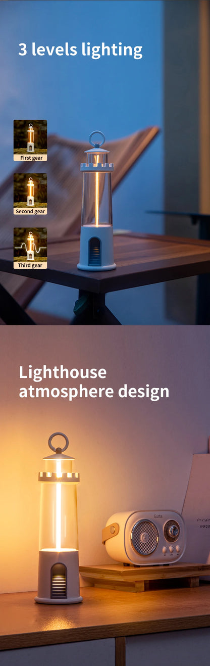 Lighthouse Sleeping Lamp with Moon Projection & Outdoor Camping Lamp