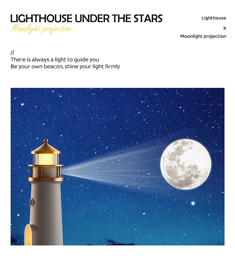 Lighthouse Sleeping Lamp with Moon Projection & Outdoor Camping Lamp