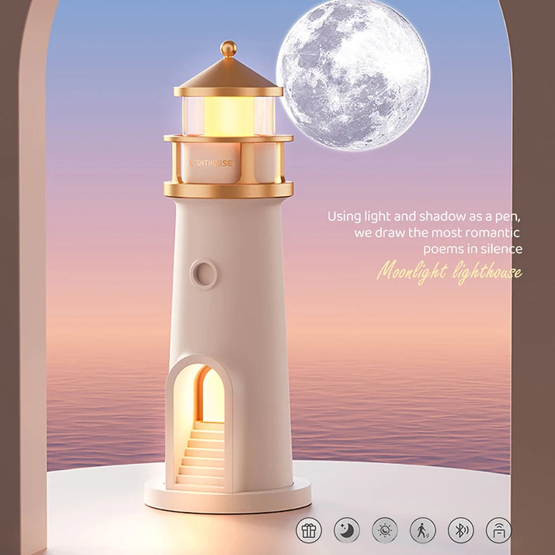 Lighthouse Sleeping Lamp with Moon Projection & Outdoor Camping Lamp