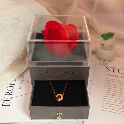 Luxury Zircon Necklace WIth Rose Flower Gift Box