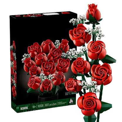 Timeless Love – Red Rose Bouquet Made from Building Blocks