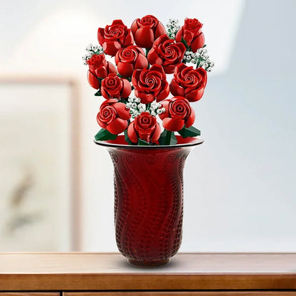 Timeless Love – Red Rose Bouquet Made from Building Blocks